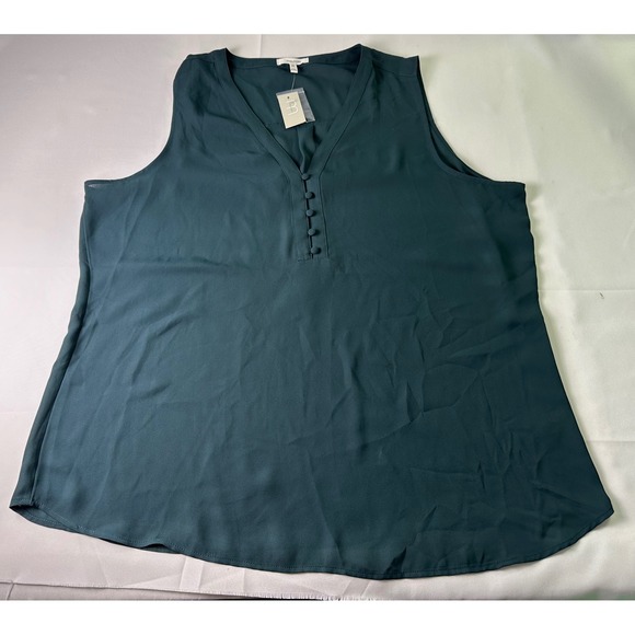 Maurices Womens XXL Sleeveless V Neck Blouse Dark Teal Casual Top - Picture 1 of 10